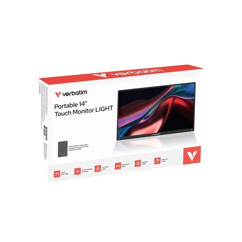 Monitor portatil verbatim 32088 14 pulgadas fhd 120hz + bateria 500mah