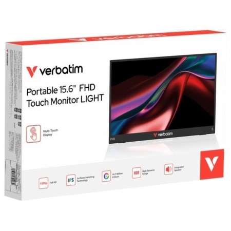 Monitor Portátil Táctil Verbatim Touch Light 15.6″/ Full HD/ Multimedia/ Negro