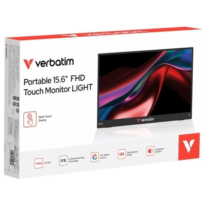 Monitor Portátil Táctil Verbatim Touch Light 15.6″/ Full HD/ Multimedia/ Negro