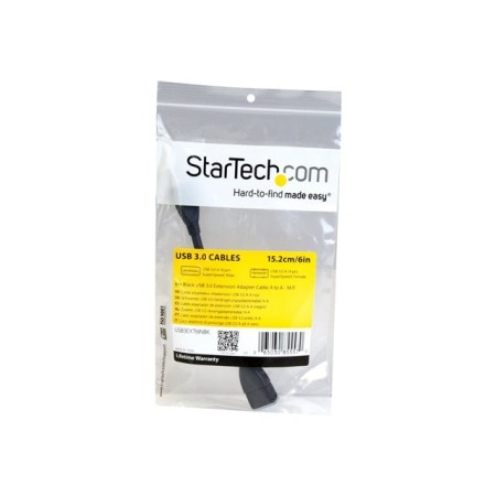 Cable usb 3.0 startech 0.15m - macho - hembra - negro