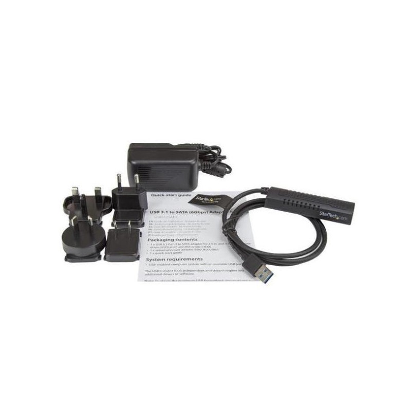 Cable usb 3.1 10gb a sata startech 0.85m - macho - hembra - negro