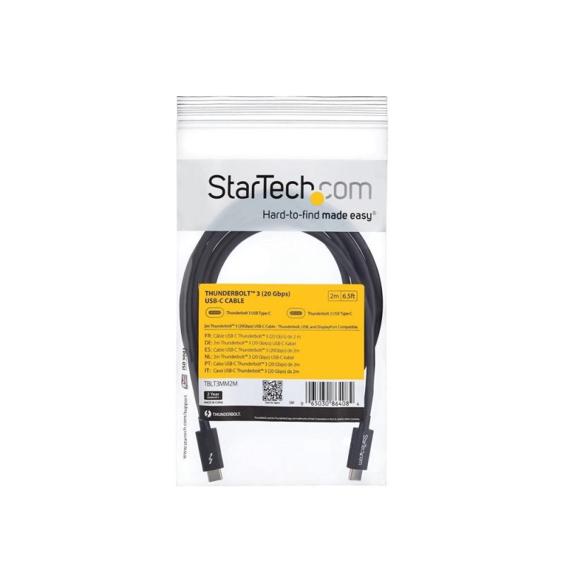 Cable usb tipo c startech 2m - macho - macho - negro