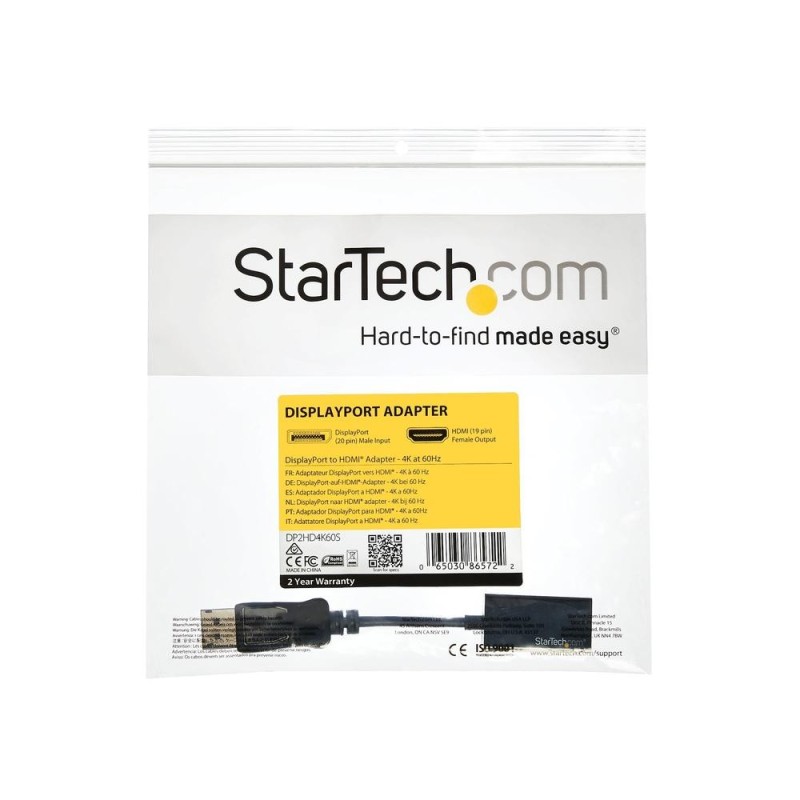 Adaptador displayport a hdmi startech macho - hembra - negro