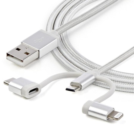 Cable usb tipo a a micro usb - usb tipo c - lightning startech 1m - macho - macho - plata trenzado