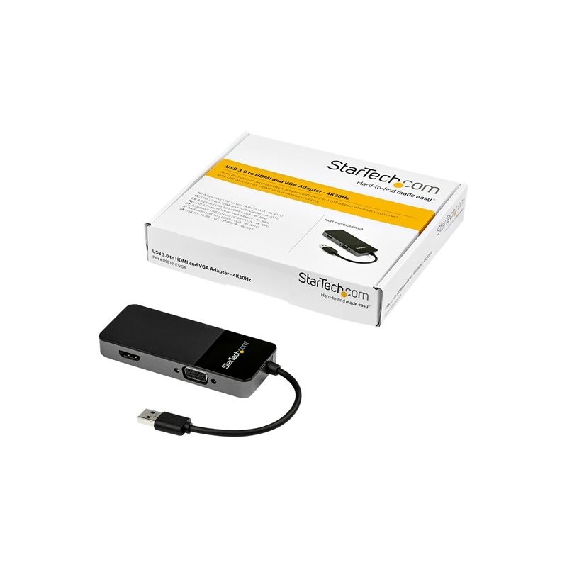 Adaptador usb tipo a a hdmi - vga startech - macho - hembra - negro - plata