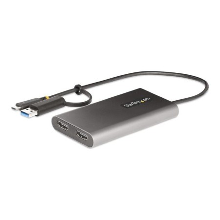 Adaptador usb tipo c - usb tipo a a 2x hdmi startech 0.3m - macho - hembra - gris