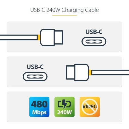 Cable usb tipo c startech 1m - macho - macho - blanco