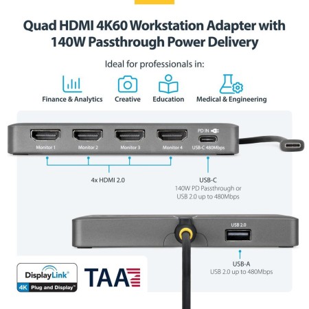 Docking station startech usb tipo c 6 en 1
