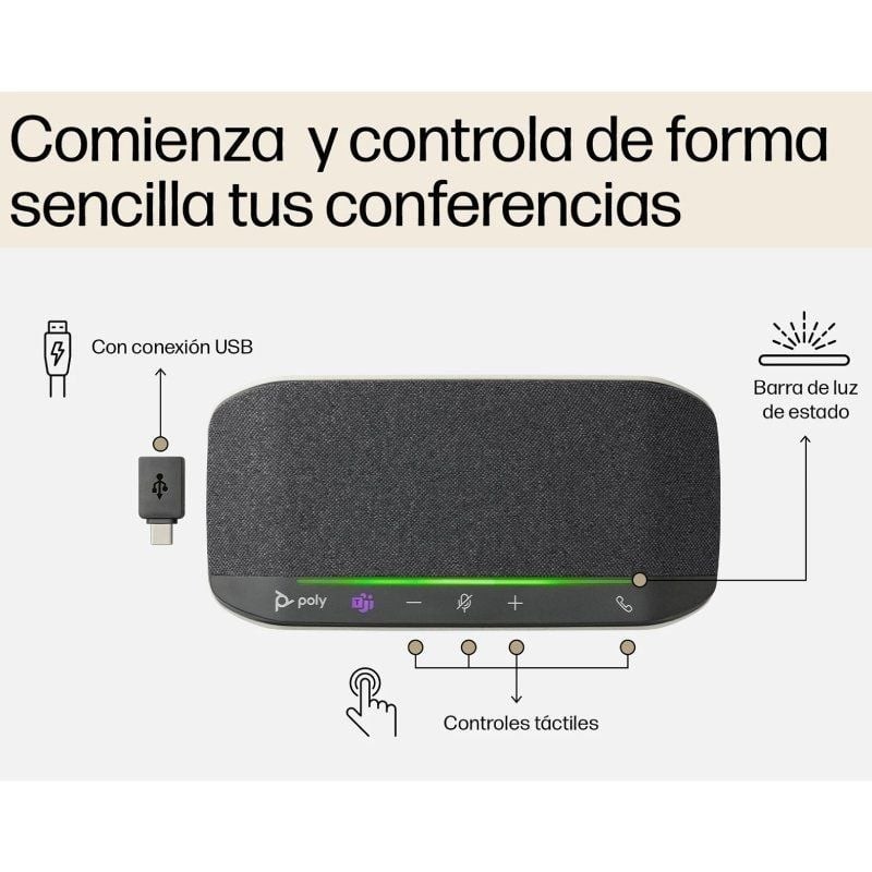 Altavoz Portátil para Conferencias Poly Sync 10 para Microsoft Teams/ USB/ Negro