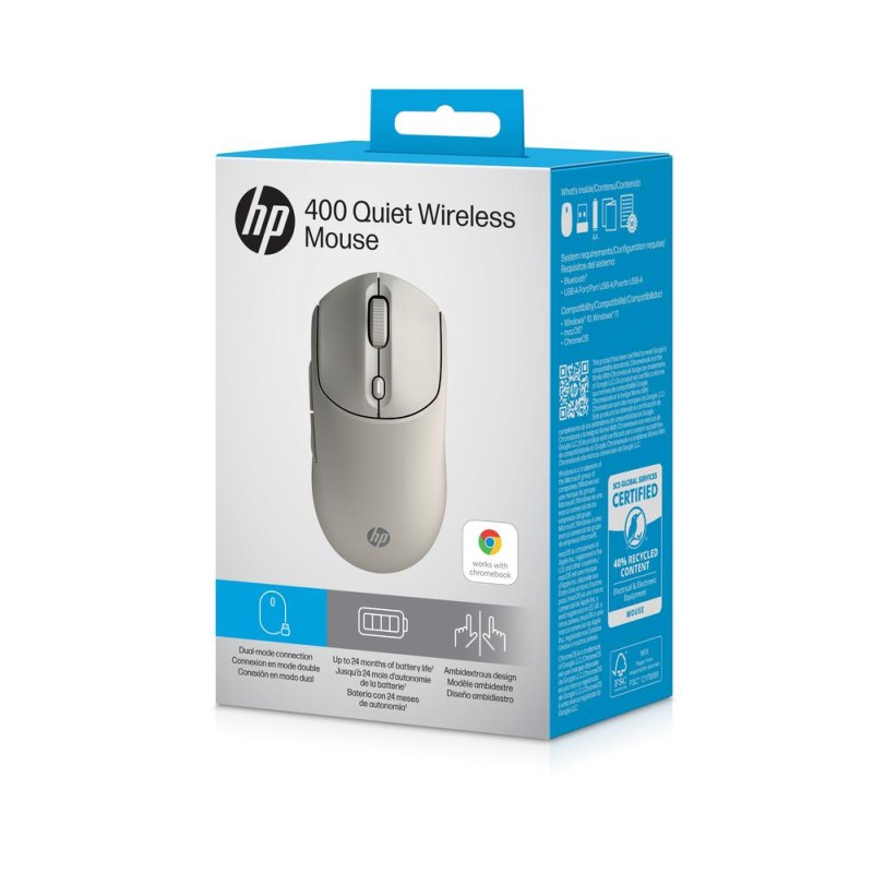 Raton inalambrico hp 400 dual - beige