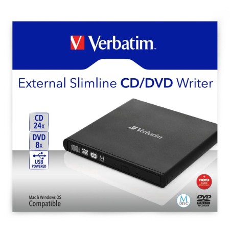 Regrabadora externa cd - dvd verbatim slimline usb 2.0
