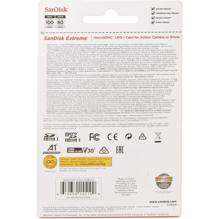 Tarjeta de Memoria SanDisk Extreme 32GB microSD HC UHS-I con Adaptador/ Clase 10/ 100MBs