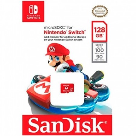 Tarjeta de Memoria SanDisk Nintendo Switch 128GB microSD XC UHS-I/ Clase 10/ 100MBs