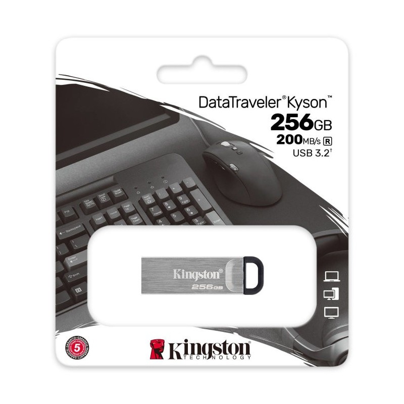 Datatraveler kyson unidad flash usb 256 gb usb tipo a 3.2 gen 1 (3.1 gen 1) plata