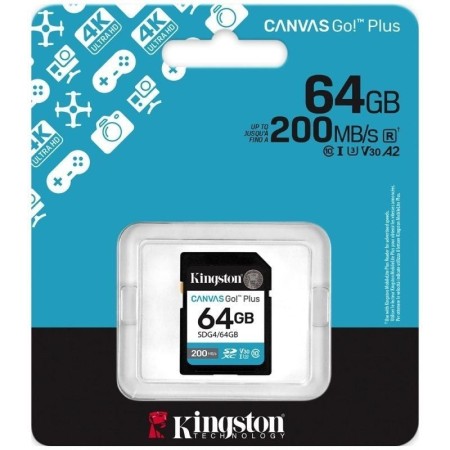 Tarjeta memoria sdxc 64gb kingston canvas go! plus uhs - i clase 10