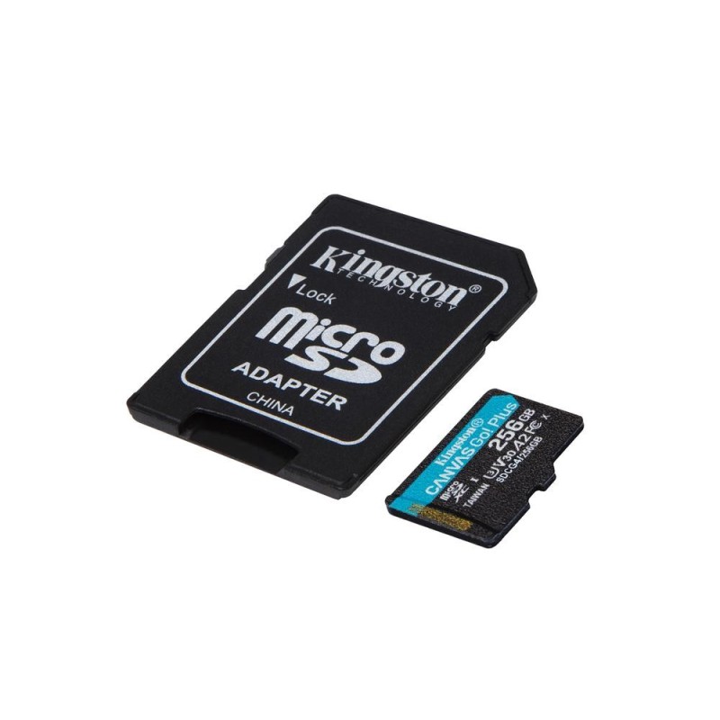 Tarjeta memoria micro secure digital sd xc 256gb kingston canvas go! plus clase 10 uhs - i u3 + adaptador sd