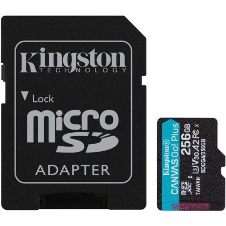 Tarjeta memoria micro secure digital sd xc 256gb kingston canvas go! plus clase 10 uhs - i u3 + adaptador sd