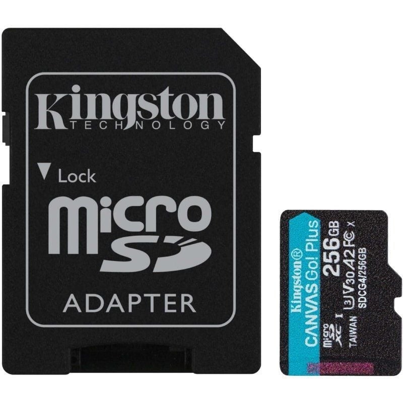 Tarjeta memoria micro secure digital sd xc 256gb kingston canvas go! plus clase 10 uhs - i u3 + adaptador sd