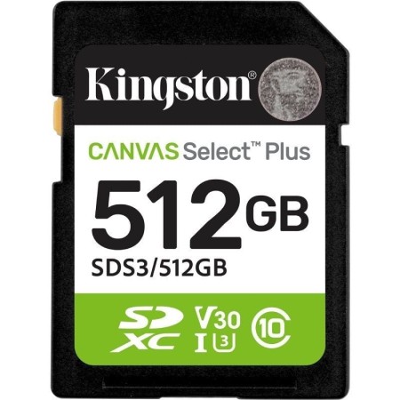 Tarjeta memoria sdxc 512gb kingston canvas select plus uhs - i clase 10