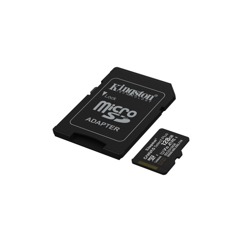 Tarjeta memoria micro secure digital sdxc 128gb kingston canvas select plus clase 10 uhs - 1 + adaptador sd