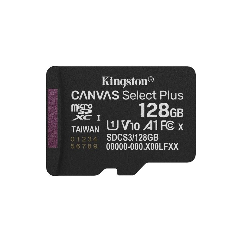 Tarjeta memoria micro secure digital sdxc 128gb kingston canvas select plus clase 10 uhs - 1 + adaptador sd