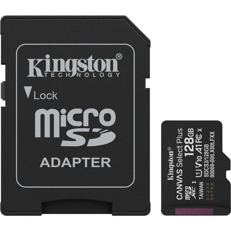 Tarjeta memoria micro secure digital sdxc 128gb kingston canvas select plus clase 10 uhs - 1 + adaptador sd