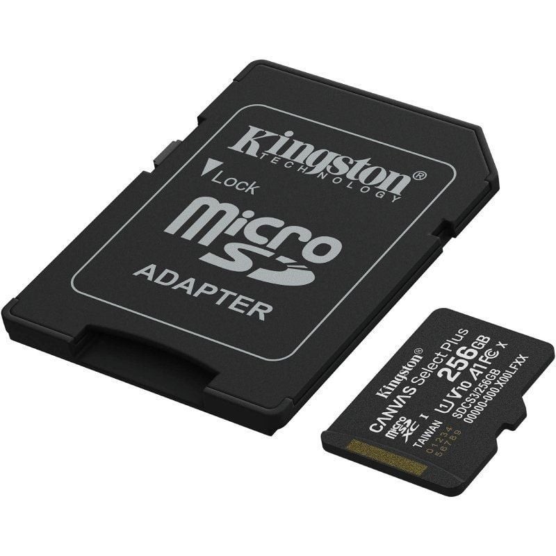 Tarjeta memoria micro secure digital sdxc 256gb kingston canvas select plus clase 10 uhs - 1 + adaptador sd