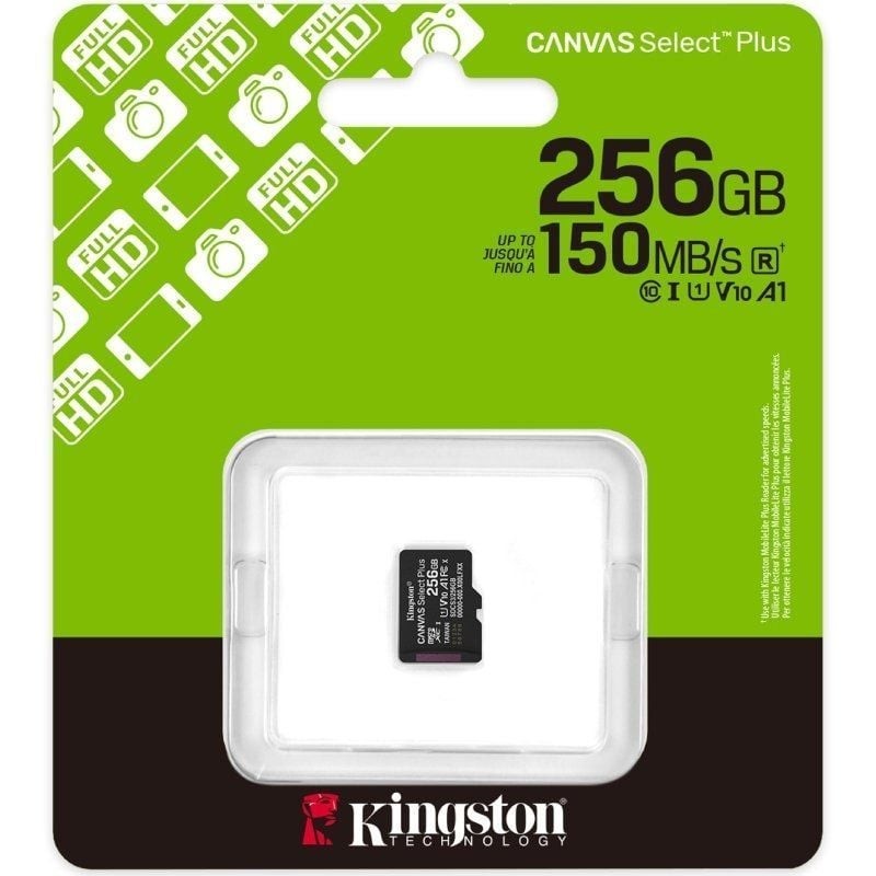 Tarjeta memoria micro secure digital sdxc 256gb kingston canvas select plus clase 10 uhs - 1