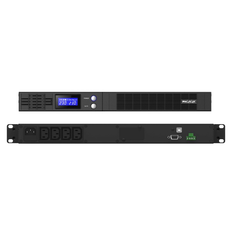 SAI Línea Interactiva Phasak Protekt Slim Rack/ 750VA-450W/ 4 Salidas/ Formato Rack