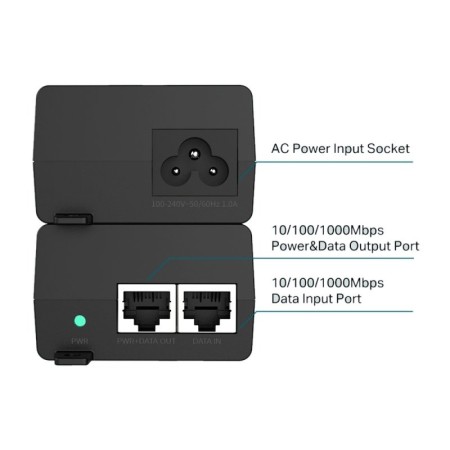 Inyector PoE+ TP-Link POE160S/ 802.3af/at/ 2 Puertos RJ45