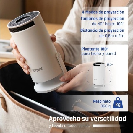 iggual Pack mini proyector + pantalla 120″ plegabl