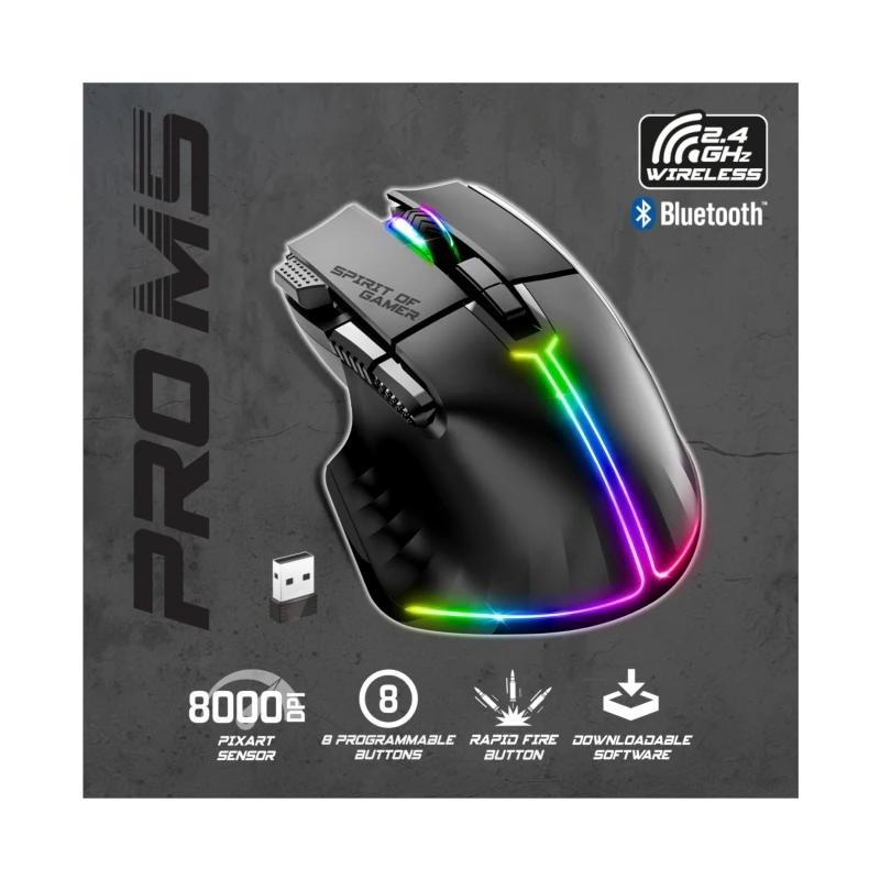 Spirit of Gamer Ratón Inalambrico Pro M5 Black