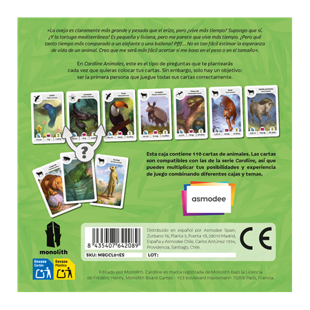 Juego de mesa cardline animales 2