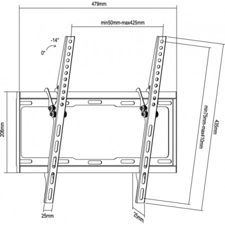Soporte pantalla equip 32 pulgadas - 55 pulgadas inclinable 0º - 14º max 35 kgs vesa max. 400x400