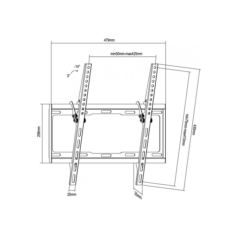 Soporte pantalla equip 32 pulgadas - 55 pulgadas inclinable 0º - 14º max 35 kgs vesa max. 400x400