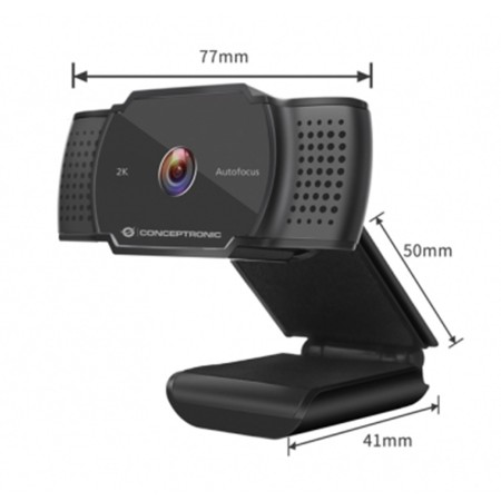 Webcam 2k conceptronic amdis02b 5mp - usb - 3.6mm - 30 fps - angulo vision 72º - enfoque automatico - microfono integrado