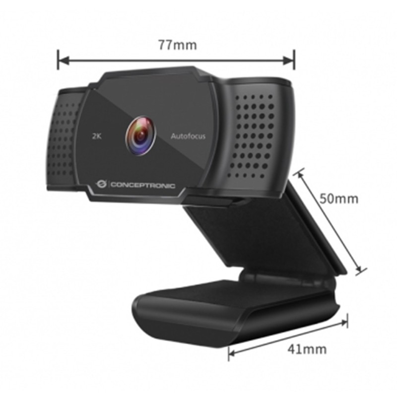 Webcam 2k conceptronic amdis02b 5mp - usb - 3.6mm - 30 fps - angulo vision 72º - enfoque automatico - microfono integrado