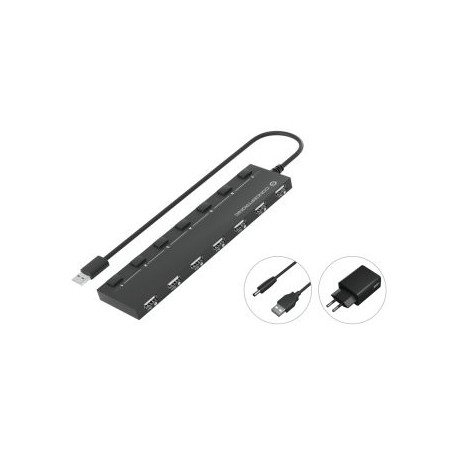 Hub usb 2.0 conceptronic hubbies08 7 puertos con interruptores con alimentador