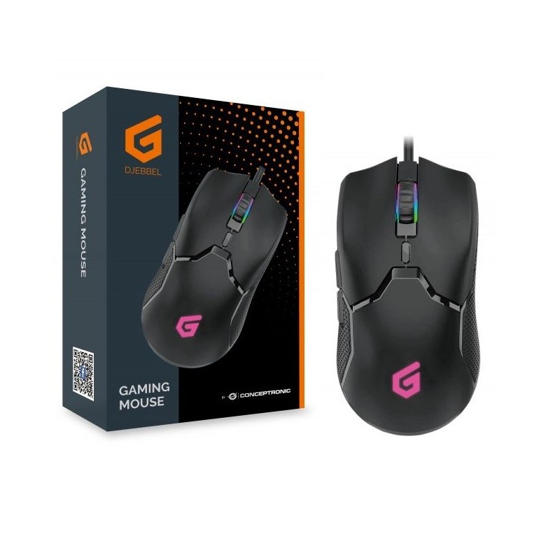 Mouse raton gaming conceptronic djebbel04b optico - usb - 7200dpi