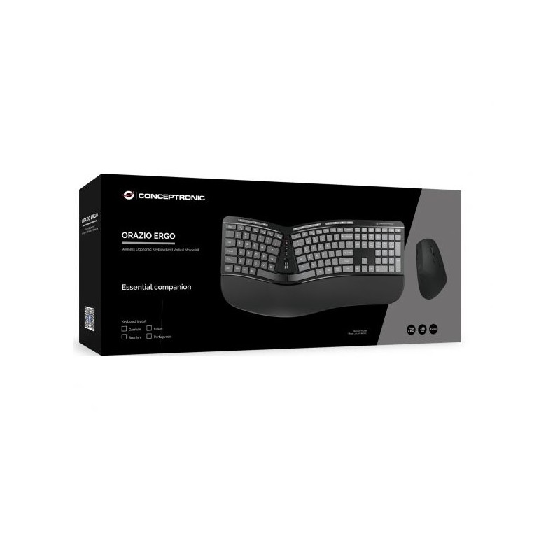 Kit teclado + mouse raton conceptronic orazio02 wireless inalambrico ergonomico
