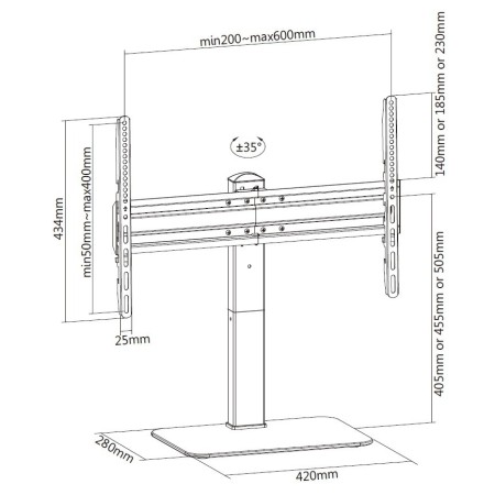 Soporte de mesa con base equip vesa hasta 70 pulgadas 600x400mm max 40kgs