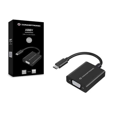 Adaptador usb tipo c a vga conceptronic 10.8cm - macho - hembra - negro