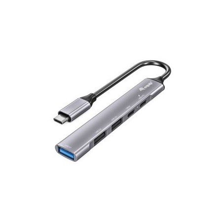 Hub usb tipo c 3.2 equip life 1 x usb 3.2 - 2 x usb 2.0 - 2 x usb tipo c - 100w - aluminio