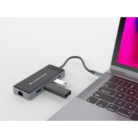 Adaptador conceptronic usb tipo c a gigabit ethernet rj45 - con hub usb 3.2 3 puertos - usb tipo c