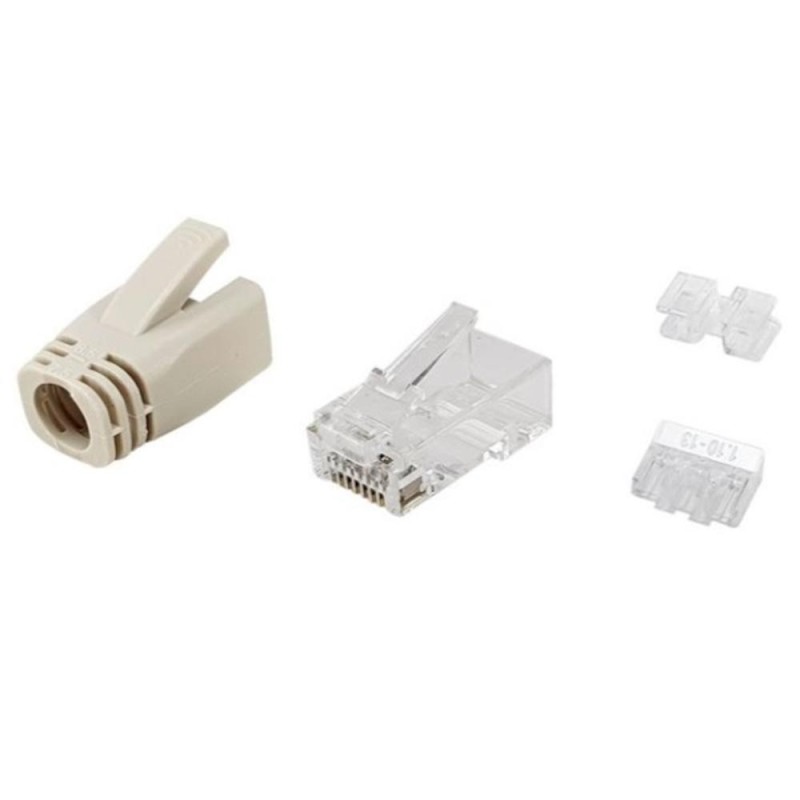 KIT 100 CONECTORES RJ45 EQUIP CATEGORIA 6A 121176 CON CAPUCHON Y GUIA
