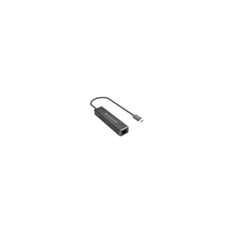 Adaptador usb tipo c a rj45 conceptronic macho - hembra + hub 4 en 1
