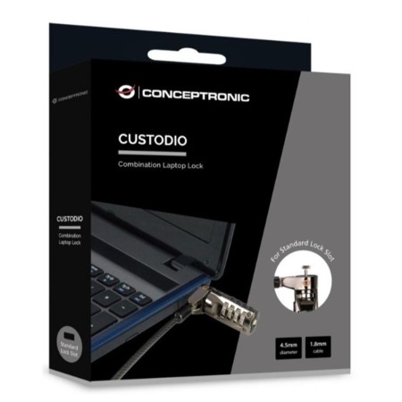 Cable seguridad conceptronic combinacion 4 digitos para portatiles 1.8m