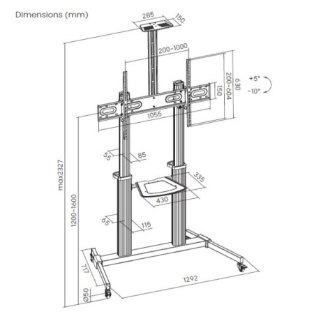 Soporte de suelo con ruedas equip vesa hasta 100 pulgadas 1000x600mm max 100kg
