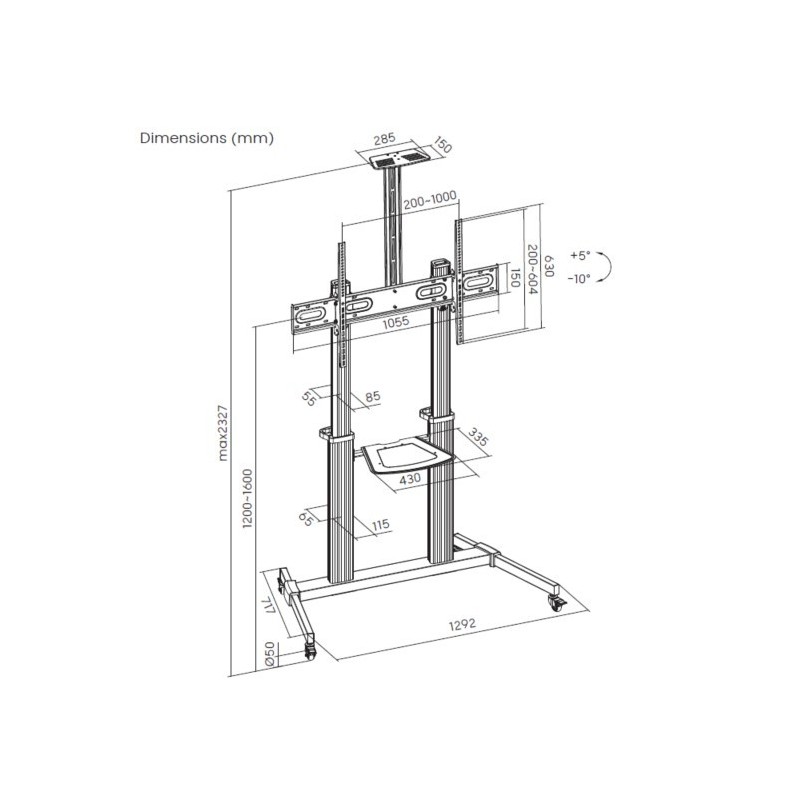 Soporte de suelo con ruedas equip vesa hasta 100 pulgadas 1000x600mm max 100kg