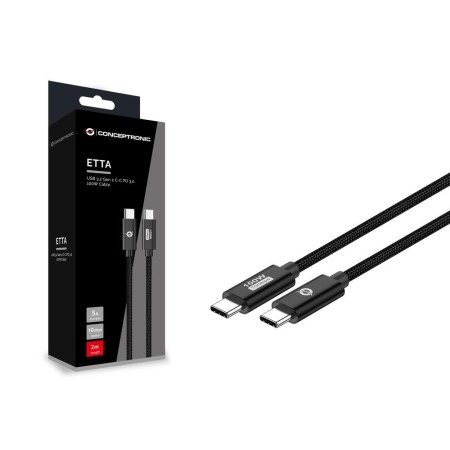 Cable usb - c conceptronic macho - macho 2m usb 3.2 gen 2 100w 20v 5a 10gbps e - mark